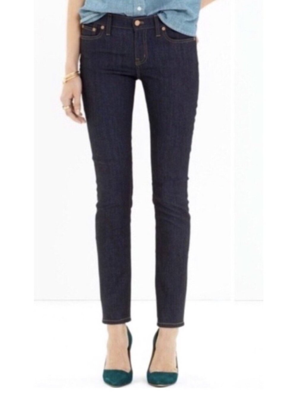 Madewell Alley Straight Dark Wash Denim Jeans Size 25 Dark Blue Denim Stretch